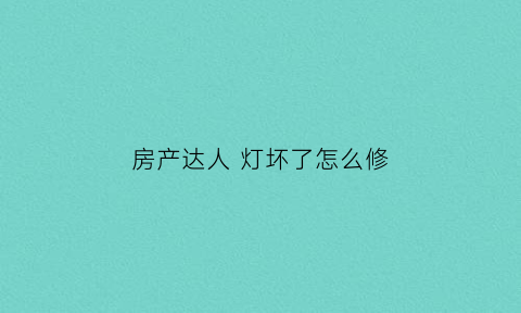 房产达人灯坏了怎么修(房产达人灯安装设备)